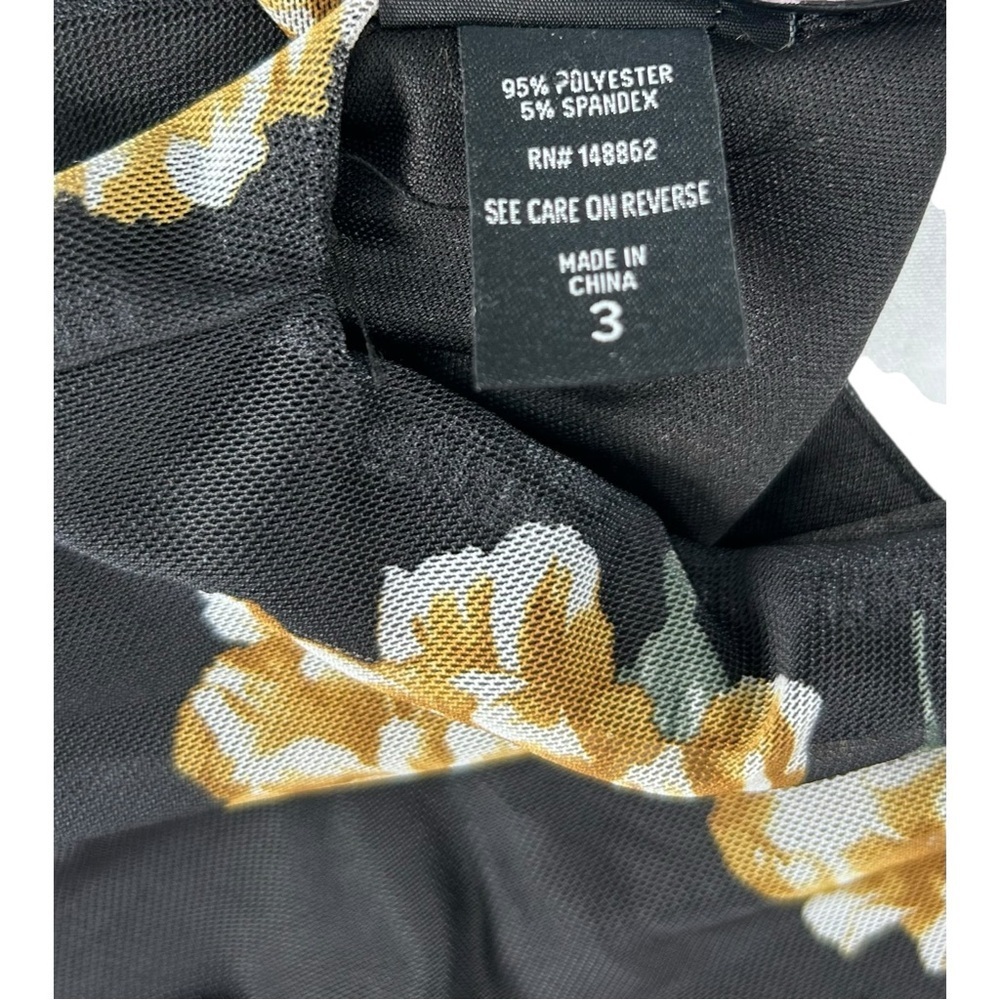 Torrid Floral Mesh Blouse Size 3 Black Yellow Long Sleeve Plus Size - Picture 9 of 10